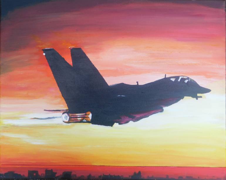 770x615 Saatchi Art Black Bomber Jet Painting By Denise Morgan - Jet Painting