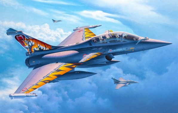 596x380 Wallpaper War, Art, Painting, Jet, Dassault Rafale Images - Jet Painting