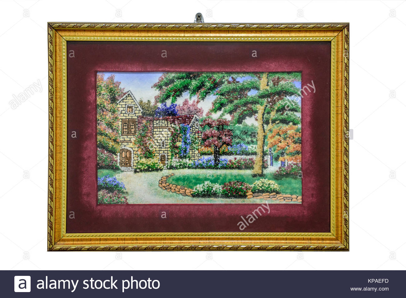 1300x956 Jewel Painting Art On The Wall, Isolated Background Stock Photo - Jewel Painting