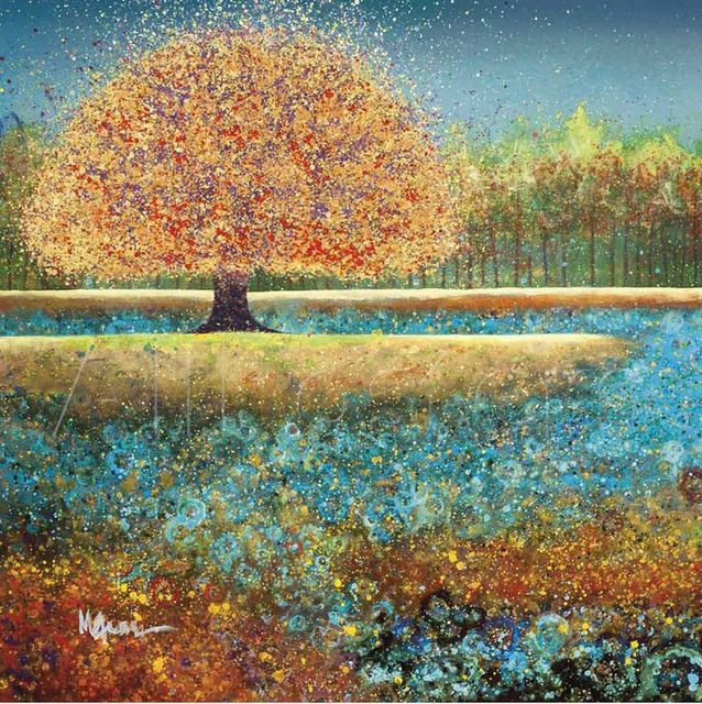 638x640 Modern Art Landscape Jewel River Oil Painting Trees Canvas - Jewel Painting