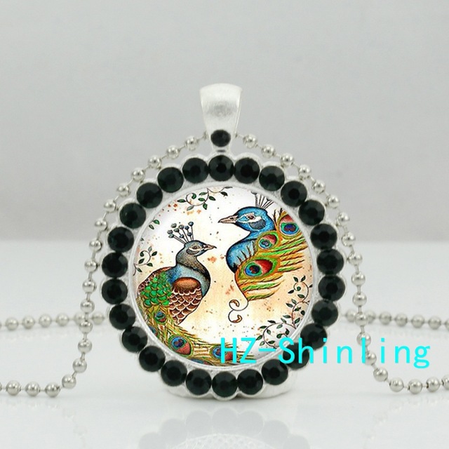640x640 New Colored Peacock Necklace Peacock Painting Photo Jewelry Silver - Jewelry Painting