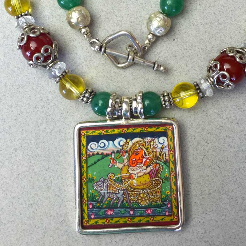 800x800 Adya Series Ganesha Miniature Painting Sangita Yoga - Jewelry Painting