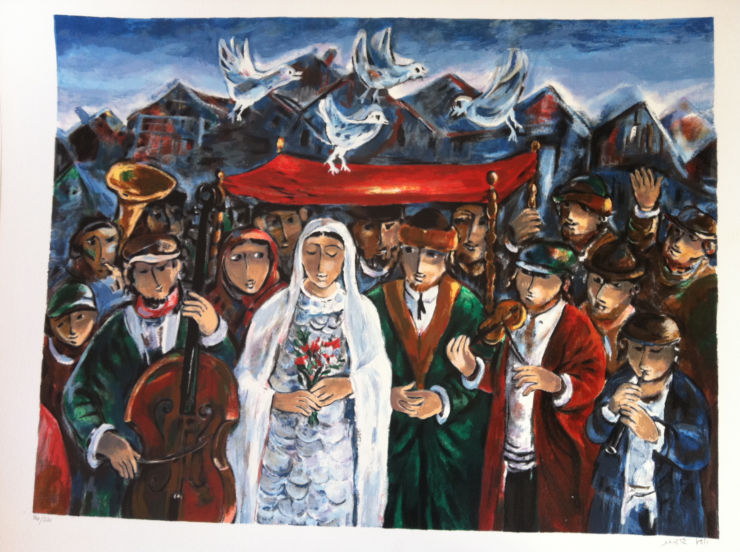 2592x1936 Yosl Bergner Jewish Wedding Jewish Art Gallery - Jewish Wedding Painting