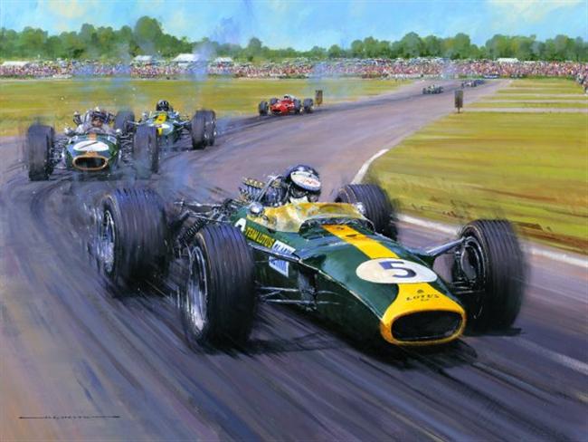 650x488 Jim Clark Team Lotus Signed By Bob Dance - Jim Clark Painting