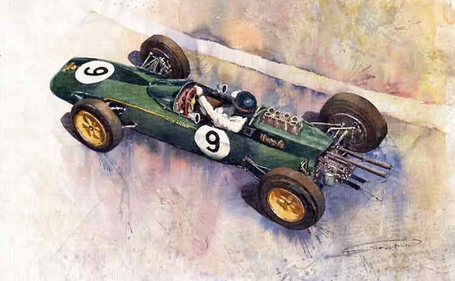 650x402 Lotus 25 F1 Jim Clark Monaco Gp 1963 (Yuriy Shevchuk) - Jim Clark Painting