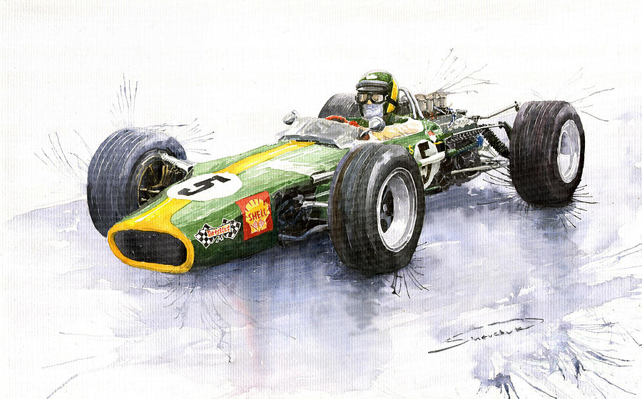 900x560 Lotus 49 Ford F1 Jim Clark Painting By Yuriy Shevchuk - Jim Clark Painting