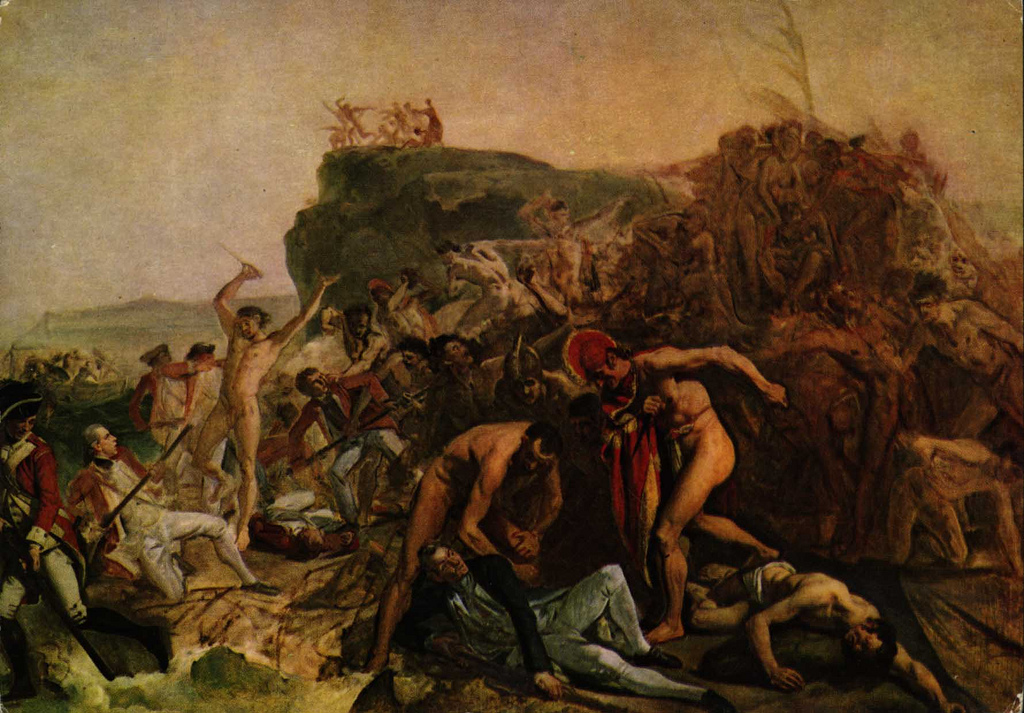 1024x713 Captain James Cook Pacific Ocean Voyage Ends In Hawaii Aloha Valley - Jim Cook Painting