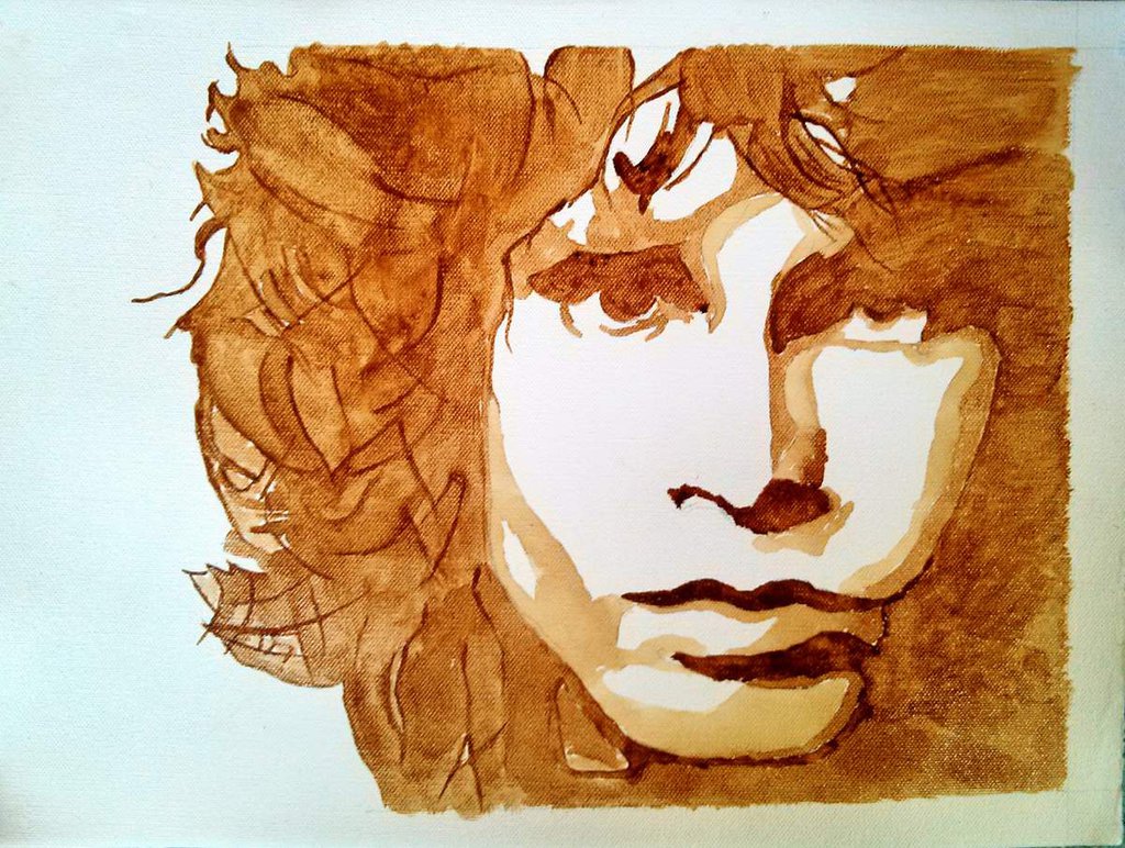 1024x772 Jim Morrison 12'X16' Coffee Canvas By D Stractor - Jim Morrison Canvas Painting