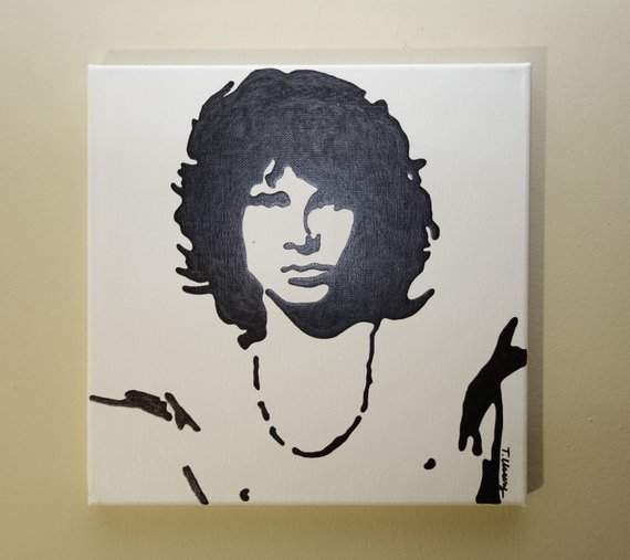 570x507 Jim Morrison Painting 12x12 Pop Art Rock And Roll Art - Jim Morrison Painting