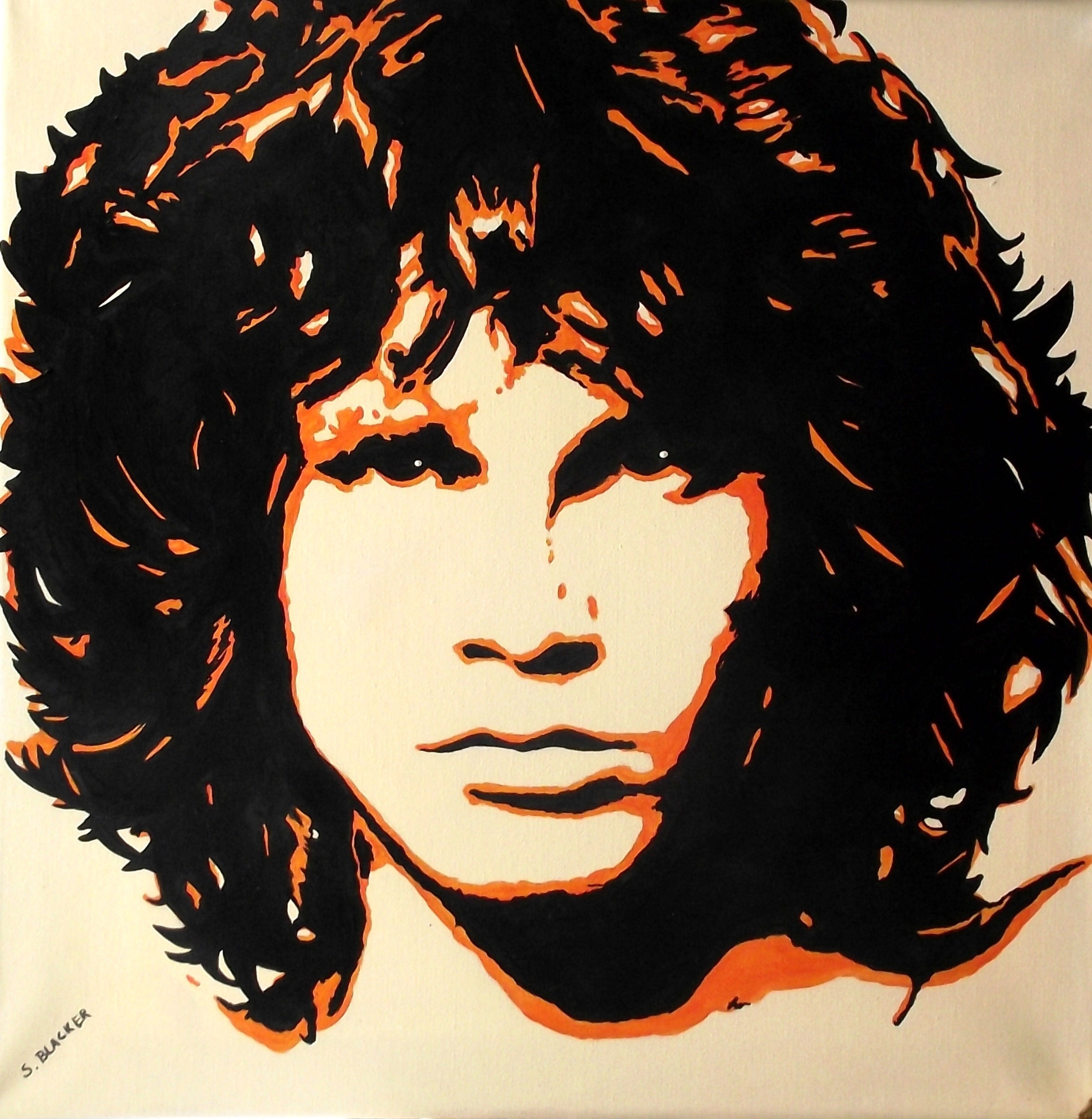 2381x2440 Saskia Blacker Artwork Jim Morrison Original Painting Acrylic - Jim Morrison Painting