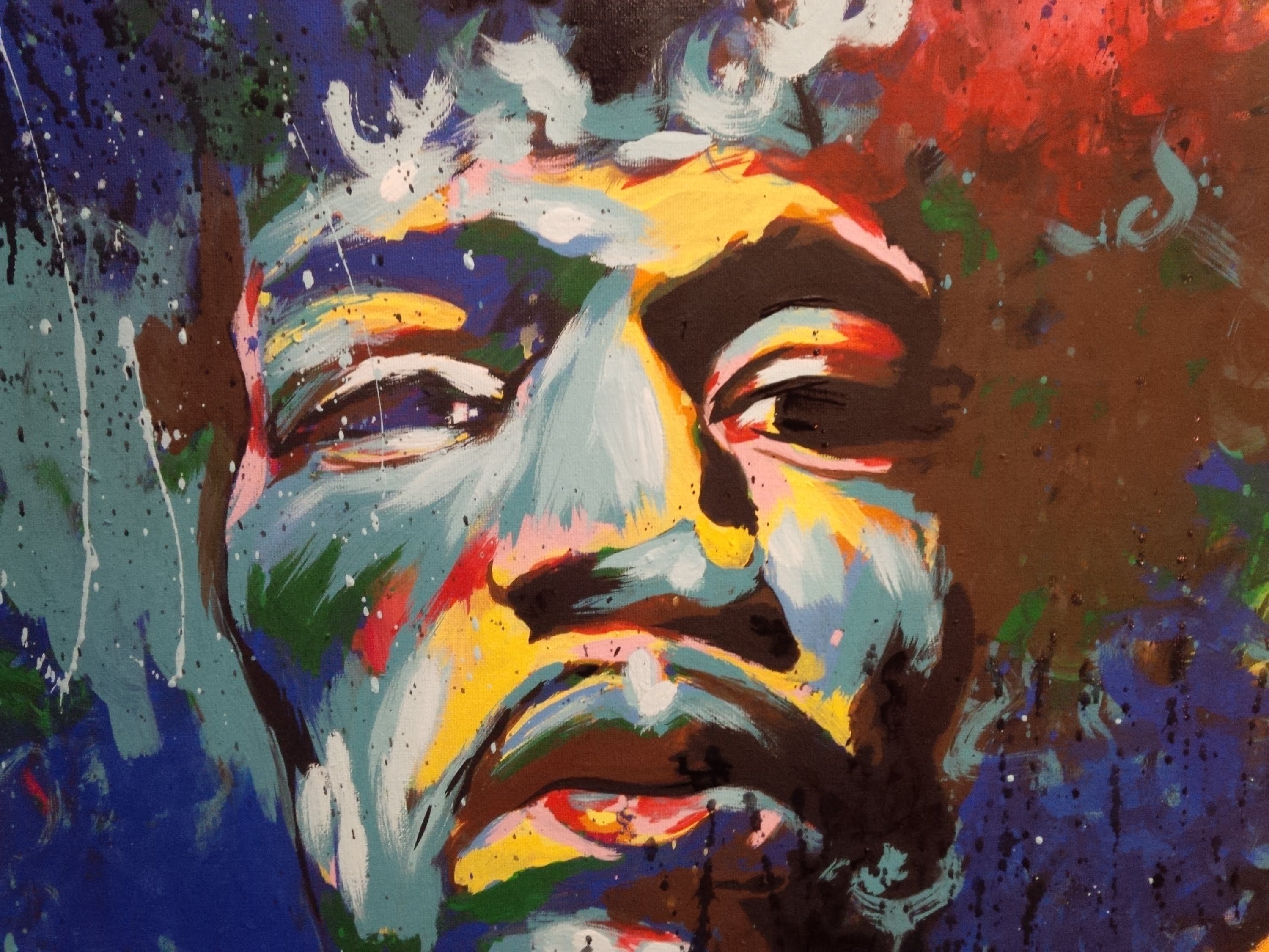 3000x2250 Jimi Hendricks Painting,spontaneous Realism Inspired Painting - Jimi Hendrix Abstract Painting