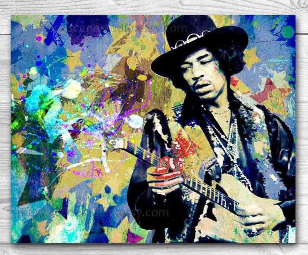 1024x849 Jimi Hendrix, Hendrix Art, Hendrix Print Musicscenestudio - Jimi Hendrix Abstract Painting