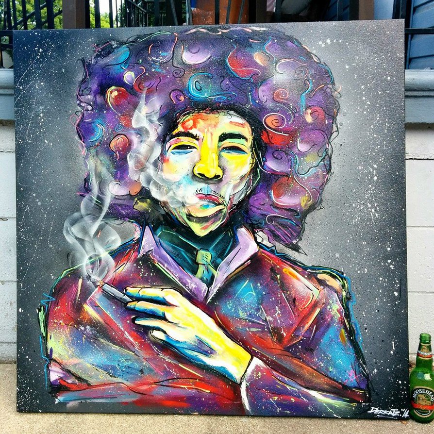 894x894 Jimi Hendrix Abstract By Derkatz - Jimi Hendrix Abstract Painting
