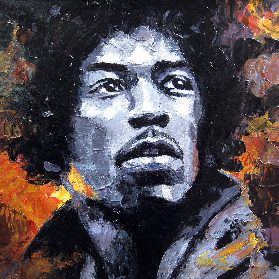 900x900 Original Painting Jimi Hendrix Painting By Enxu Zhou - Jimi Hendrix Abstract Painting