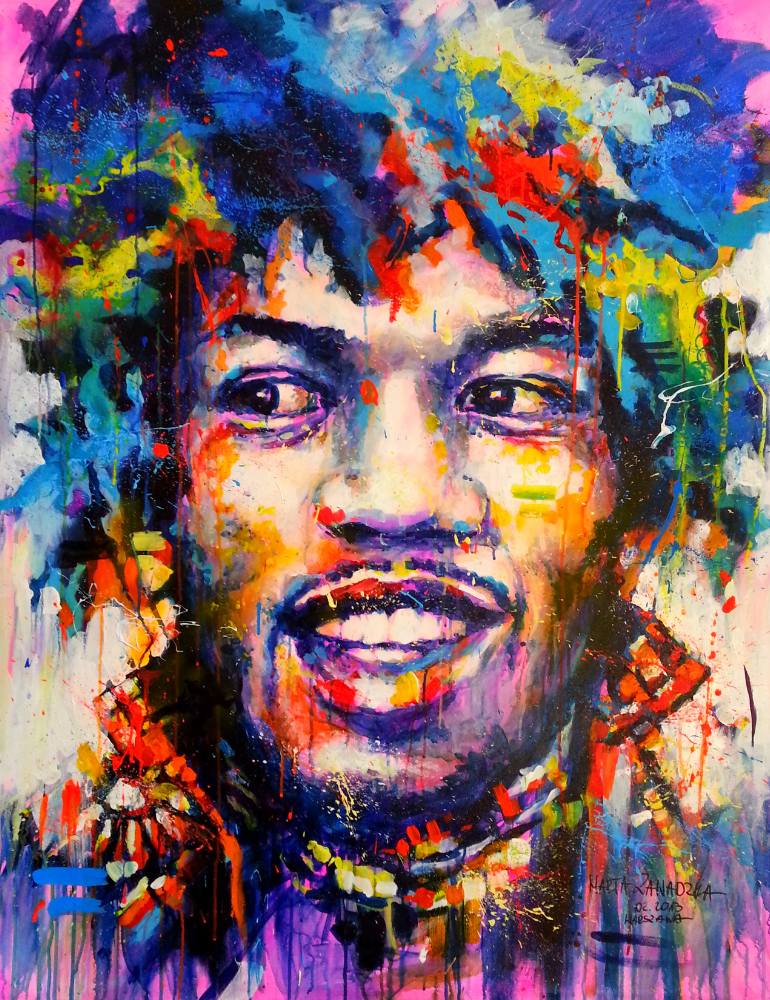 Jimi Hendrix Abstract Painting at PaintingValley.com | Explore ...