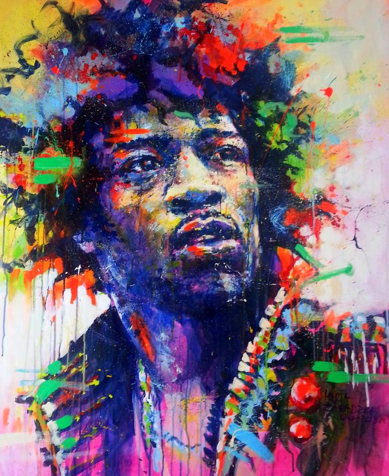 Jimi Hendrix Abstract Painting at PaintingValley.com | Explore ...