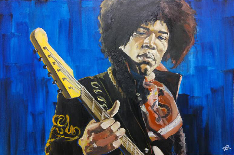 773x515 Jimi Hendrix Oil Painting Robert Rowe Art - Jimi Hendrix Oil Painting
