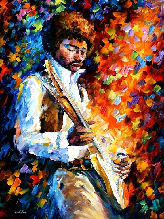 570x757 Jimi Hendrix Palette Knife Guitar Musician Portrait Oil - Jimi Hendrix Oil Painting