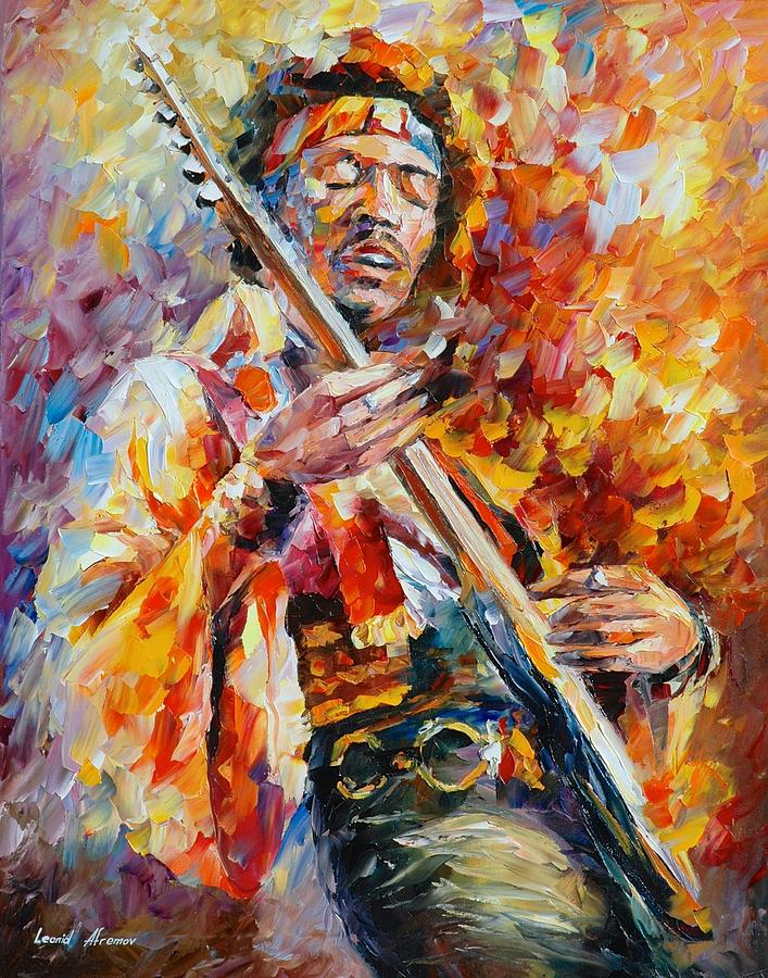 707x900 Jimi Hendrix Painting By Leonid Afremov - Jimi Hendrix Painting
