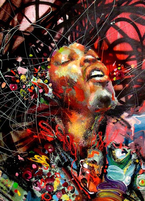 500x692 Jimi Hendrix Painting David Choe Jimi Hendrix Painting Jimi - Jimi Hendrix Painting