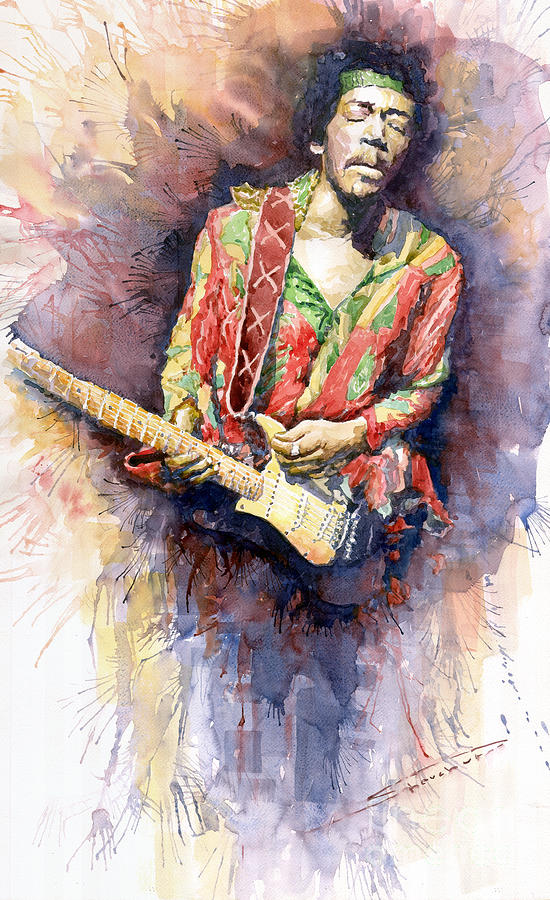 550x900 Jimi Hendrix 09 Painting By Yuriy Shevchuk - Jimi Hendrix Painting