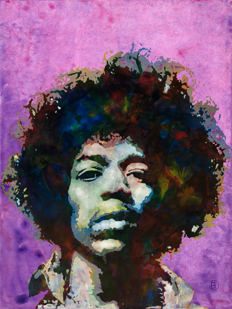 810x1080 Jimi Hendrix Painting On Stretched Canvas 36x48, 30x40, 18x24 - Jimi Hendrix Splatter Painting