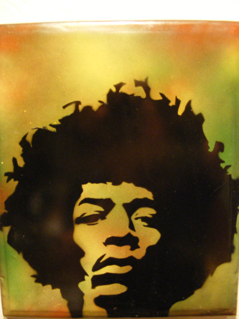 774x1032 Spray Paint Stencil Art On Wood - Jimi Hendrix Splatter Painting