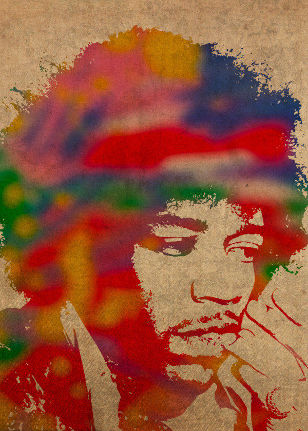 600x840 The Jimi Hendrix Experience By Popculart Metal Posters - Jimi Hendrix Splatter Painting
