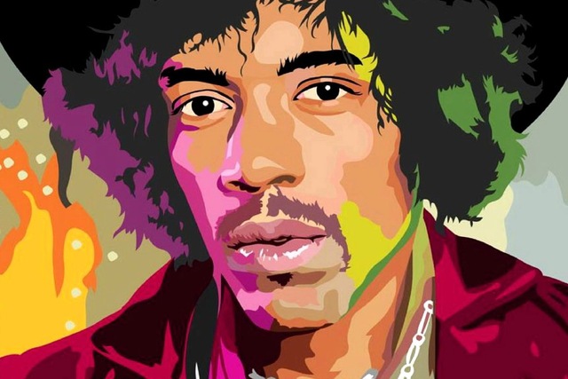 640x427 Diy Frame Jimi Hendrix Rock Music Guitar Players Posters - Jimi Hendrix Splatter Painting