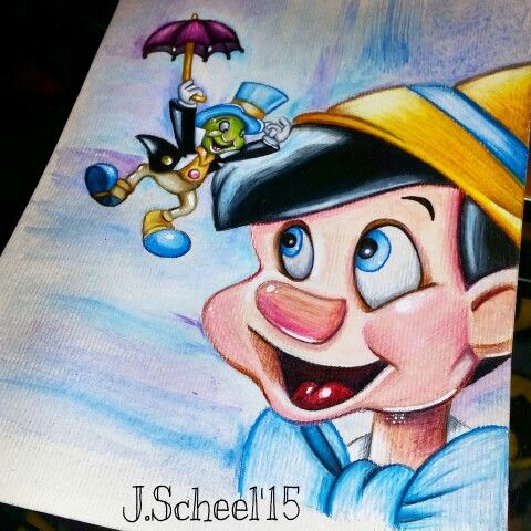 480x480 My Pinocchio Jiminy Cricket Painting My Disney Drawings - Jiminy Cricket Painting