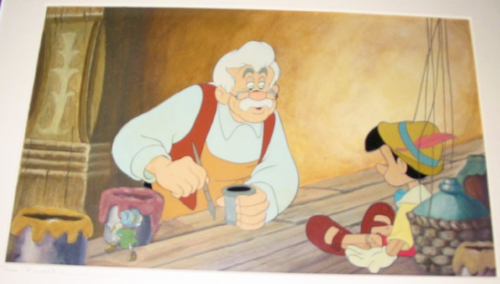 709x403 Original Walt Disney Production Cels On Hand Painted Background By - Jiminy Cricket Painting