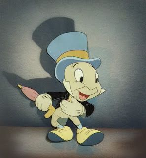 296x320 Original Hand Painted And Hand Inked Production Animation Cel - Jiminy Cricket Painting