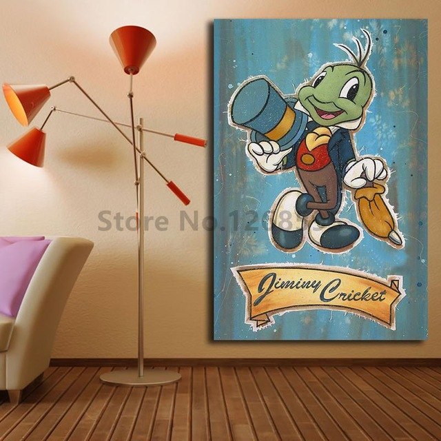 640x640 Pinocchio And Jiminy Cricket Hd Wall Art Canvas Poster And Print - Jiminy Cricket Painting