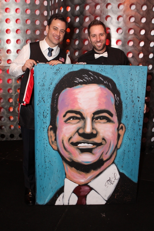 500x750 Jimmy Kimmel Poses With Speed Painter, Tim Decker, And His - Jimmy Kimmel Painting