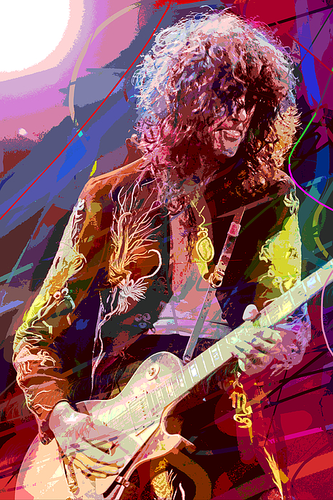 466x700 Jimmy Page Les Paul Gibson Painting By David Lloyd Glover - Jimmy Page Painting