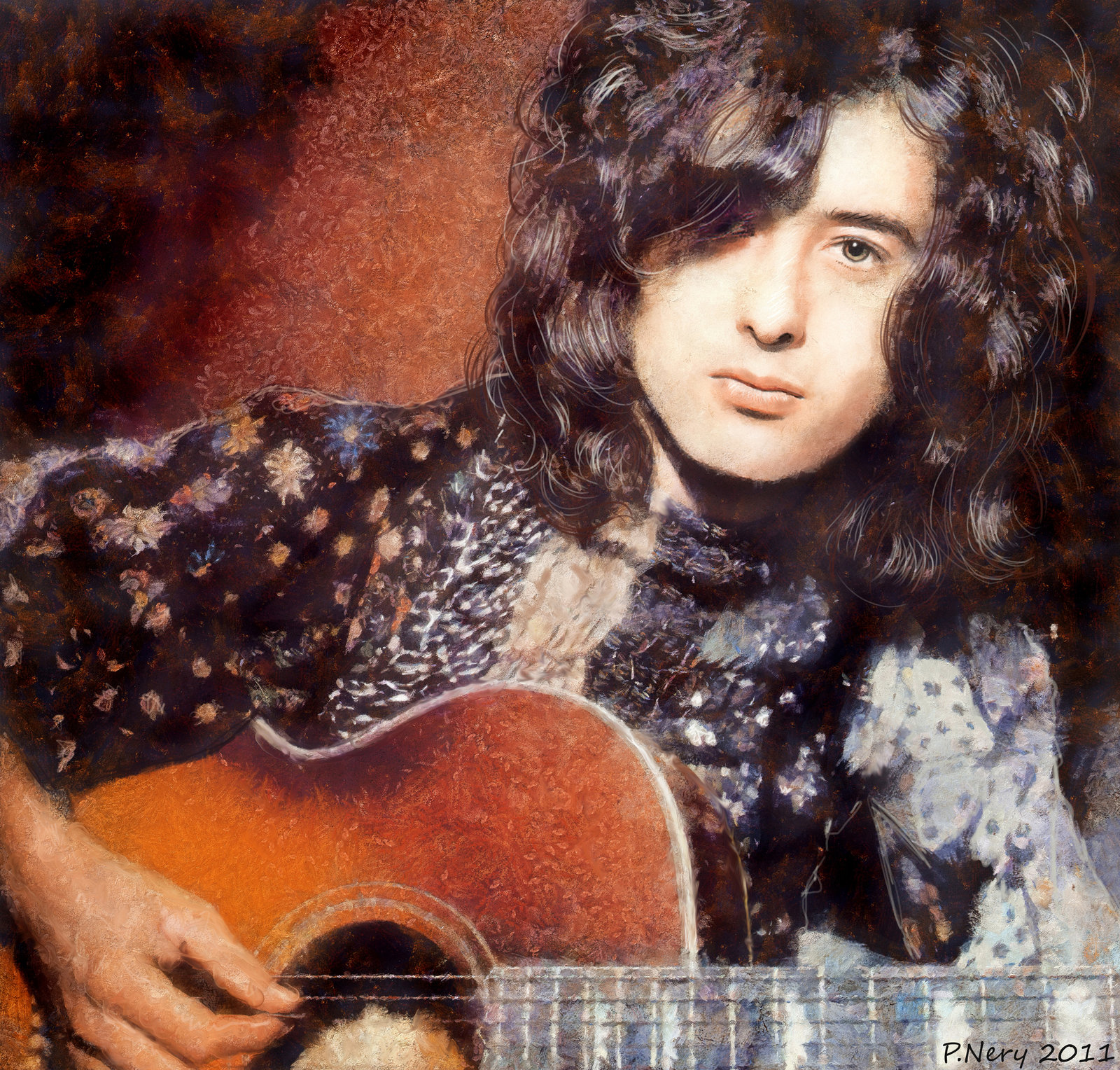 1600x1528 Jimmy Page By Paulnery - Jimmy Page Painting