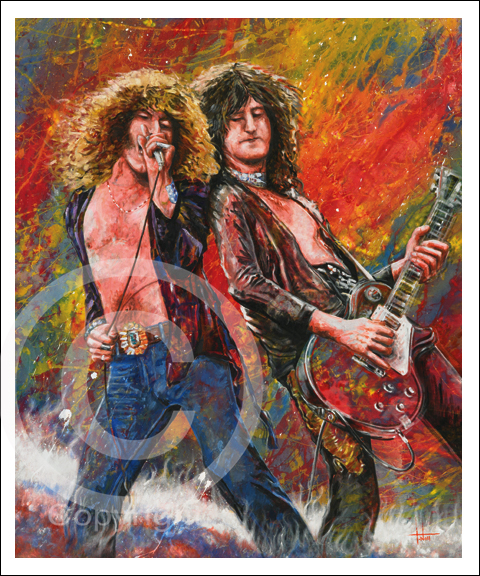 480x576 Tom Nolljimmy Page Amp Robert Plant Art By Tom Noll - Jimmy Page Painting