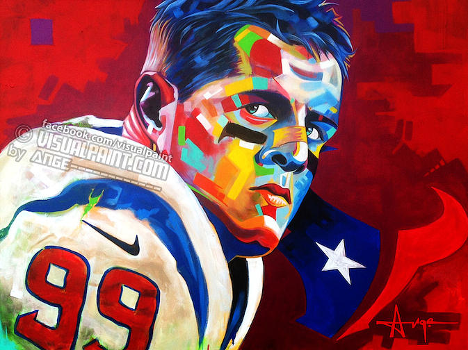 673x504 Jj Watt Painting By Ange Hillz - Jj Watt Painting