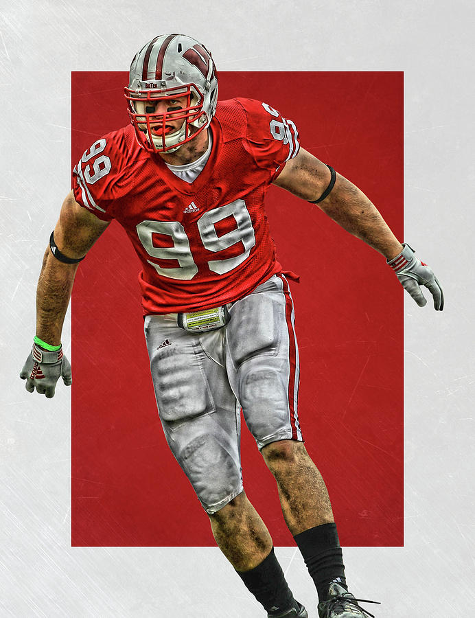 692x900 Jj Watt Wisconsin Badgers Art Painting By Joe Hamilton - Jj Watt Painting