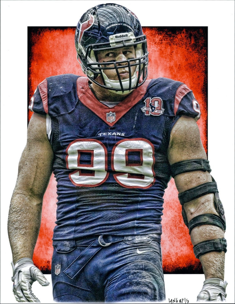 772x1000 Online Sports Memorabilia Auction Pristine Auction - Jj Watt Painting