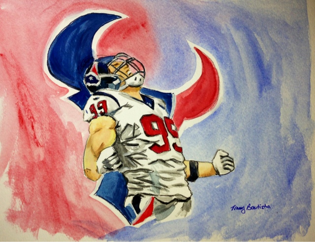 640x493 Paintings By Tracey Bautista Jj Watt - Jj Watt Painting