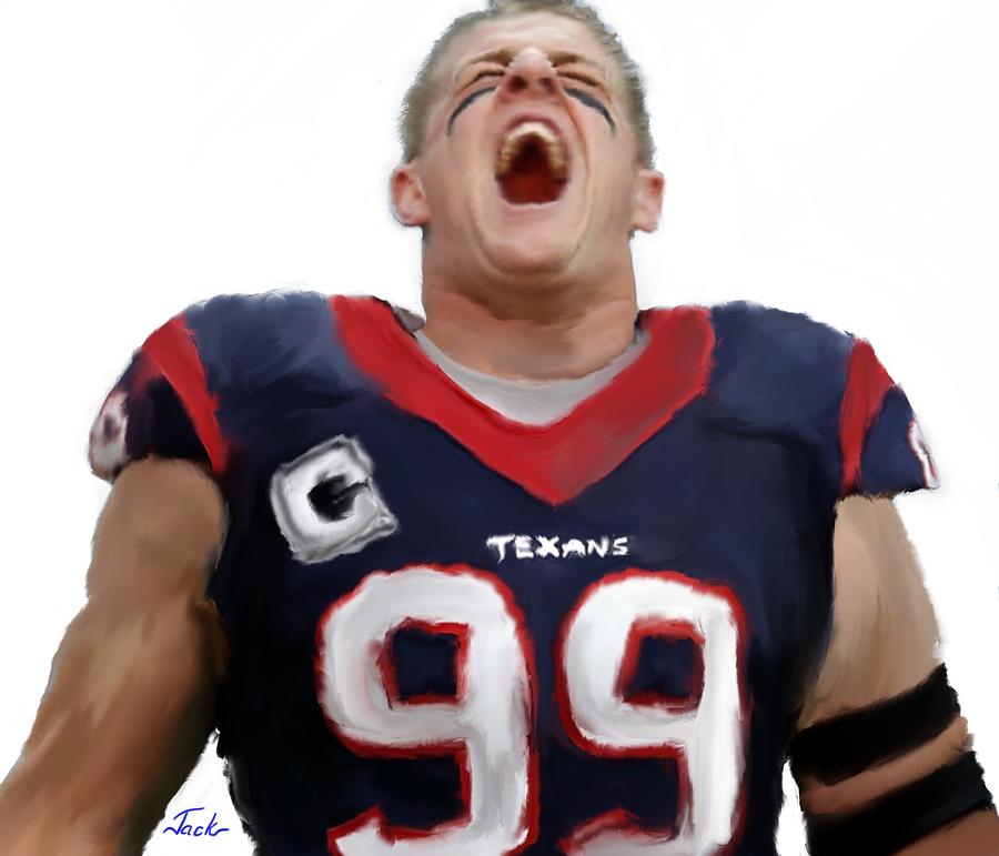 900x771 J J Watt Painting By Jack Bunds - Jj Watt Painting