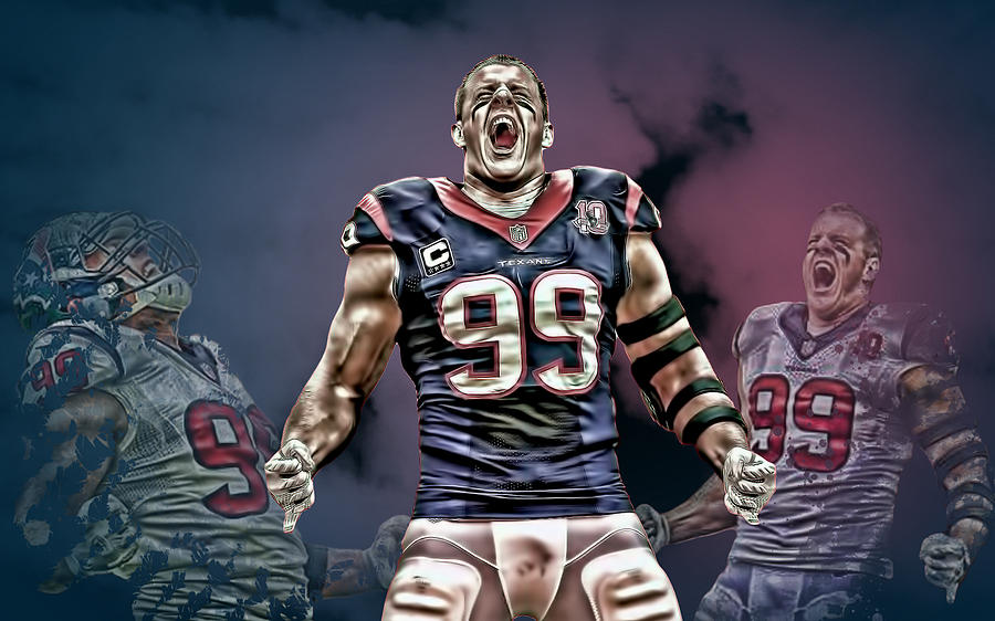 900x562 J. J. Watt Digital Art By Jonathan Ritz - Jj Watt Painting