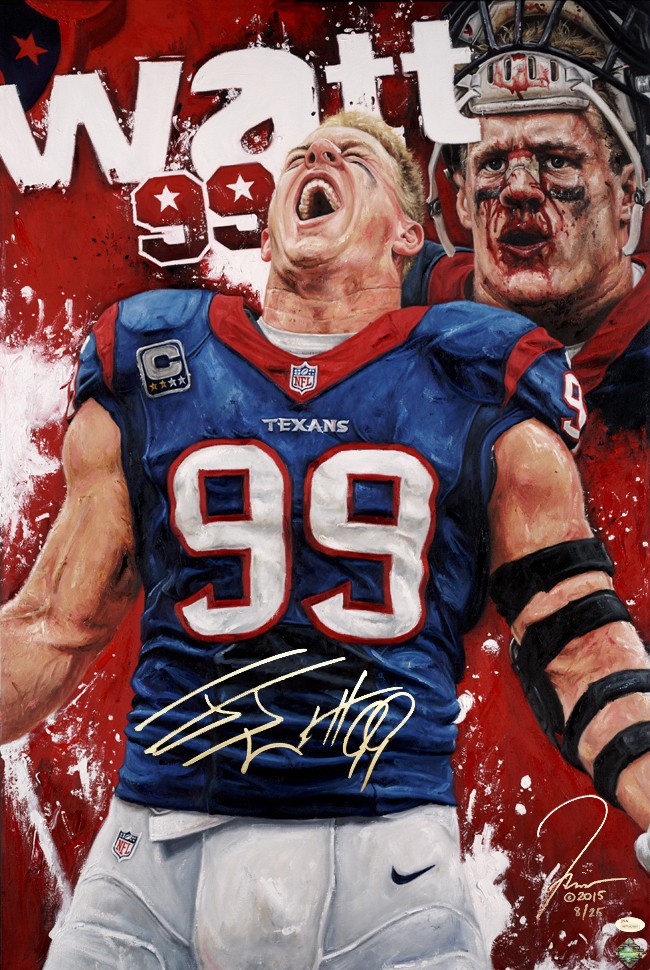 650x970 J.j. Watt 99 Past The Line Justyn Farano Fine Art - Jj Watt Painting
