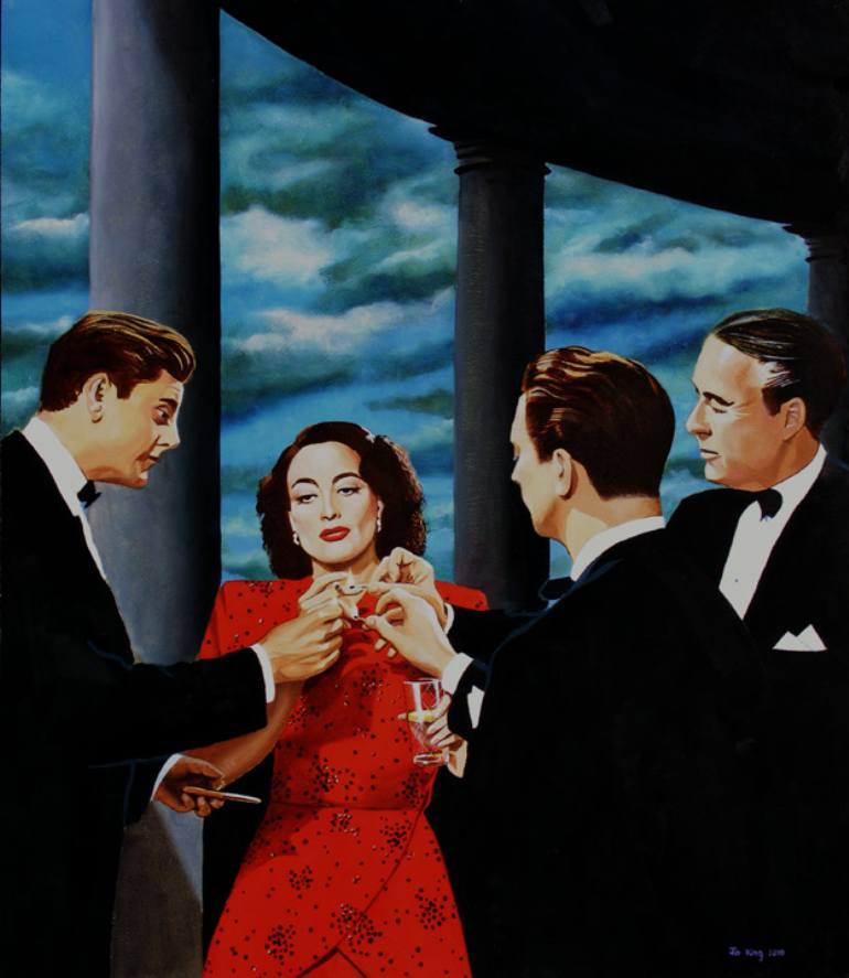 770x887 Saatchi Art Moths To A Flame. (Joan Crawford) Painting By Jo King - Joan Crawford Painting