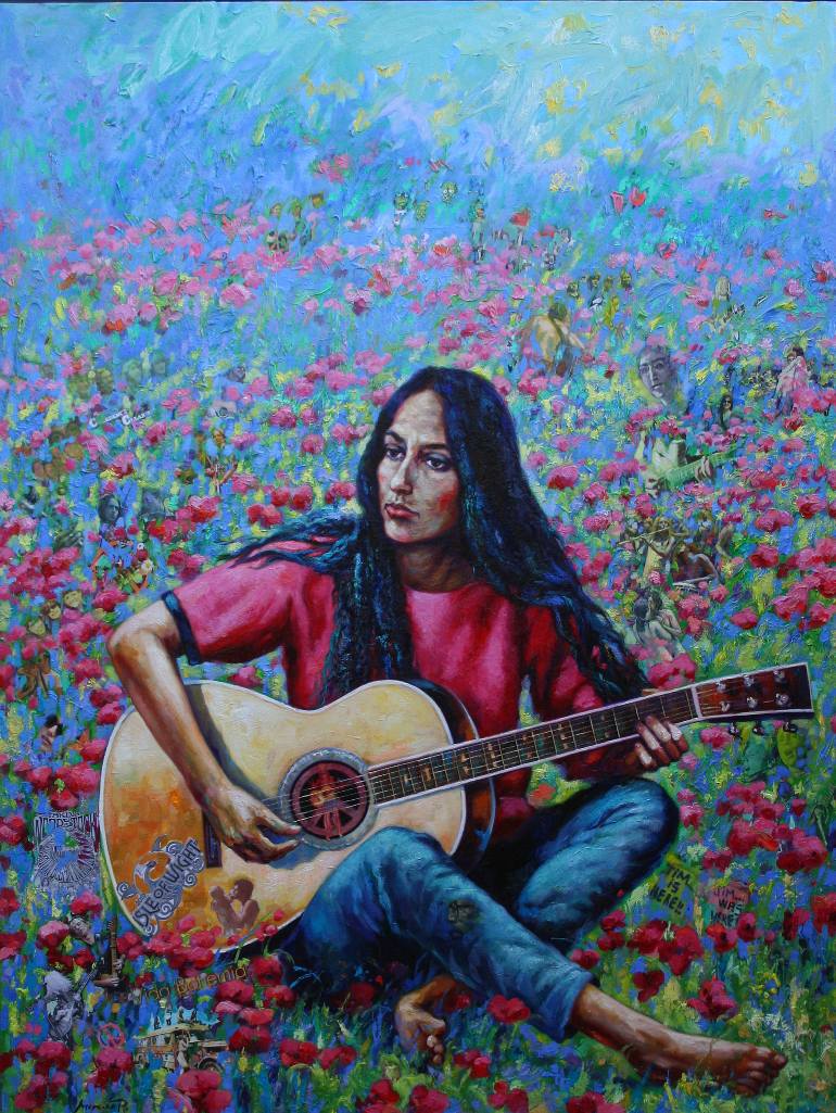 770x1025 Saatchi Art Joan Baez Portrait Painting By Paco Moreno - Joan Painting