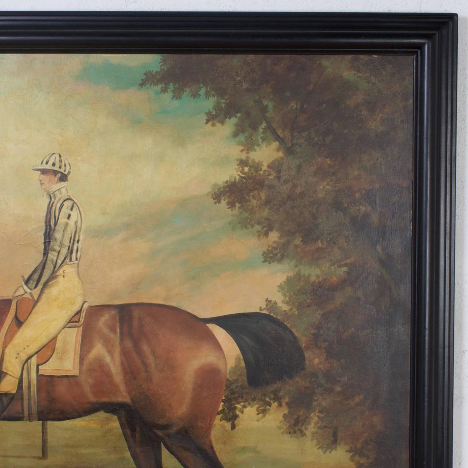 1500x1500 Large Horse And Jockey Oil On Canvas Painting - Jockey Painting