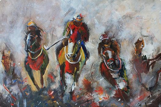 528x352 Oil Painting, Horses On Canvas, Jockey, Wall Art Canvas Prints By - Jockey Painting
