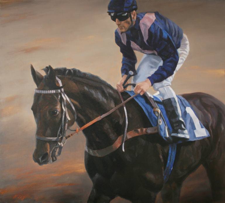 770x693 Saatchi Art Jockey Ii Painting By Nikolai Lagoida - Jockey Painting