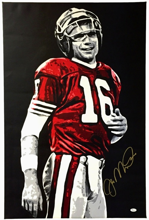 500x740 Joe Montana Sf 49ers Signed Stretched Original Painting 23x35 By - Joe Montana Painting